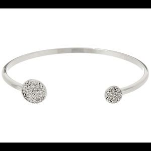 Stella & Dot Silvertone Pave Disc Cuff Bracelet